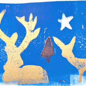 Weihnachtskarte Elch und Reh