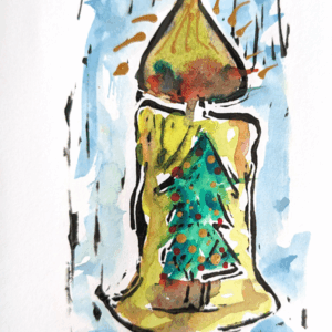 Weihnachtskarte Kerze mit Baum