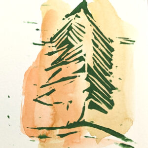 Weihnachtskarte - Tannenbaum orange