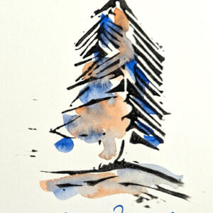 Weihnachtskarte - Tannenbaum blau